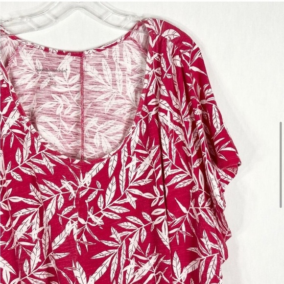 Woman Within Plus Size 3X Women’s Top 30W 32W Red Tropical Floral Print Cotton - Picture 6 of 11